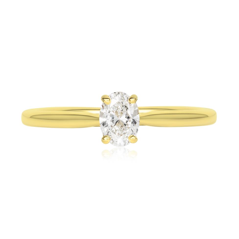 18ct Yellow Gold Oval Diamond Solitaire Engagement Ring 0.40ct  Thumbnail Image 1