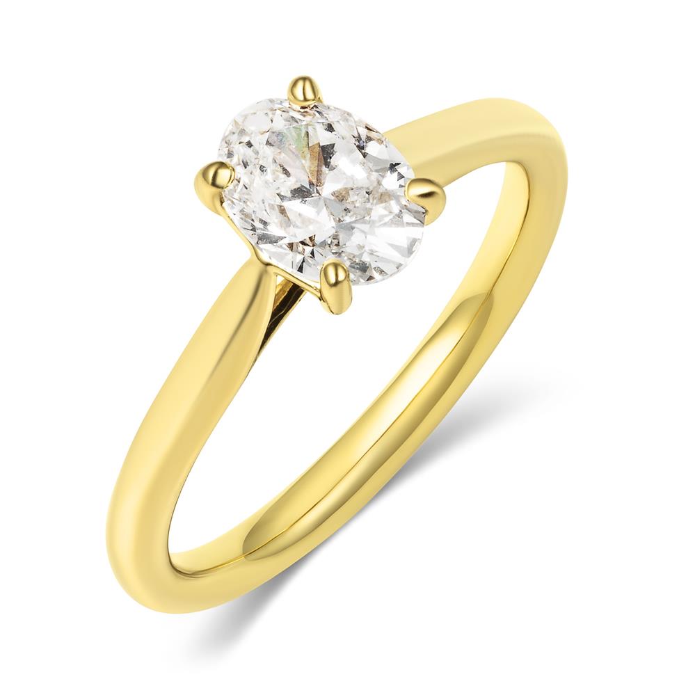 18ct Yellow Gold Oval Cut Diamond Solitaire Engagement Ring 1.00ct Thumbnail Image 0