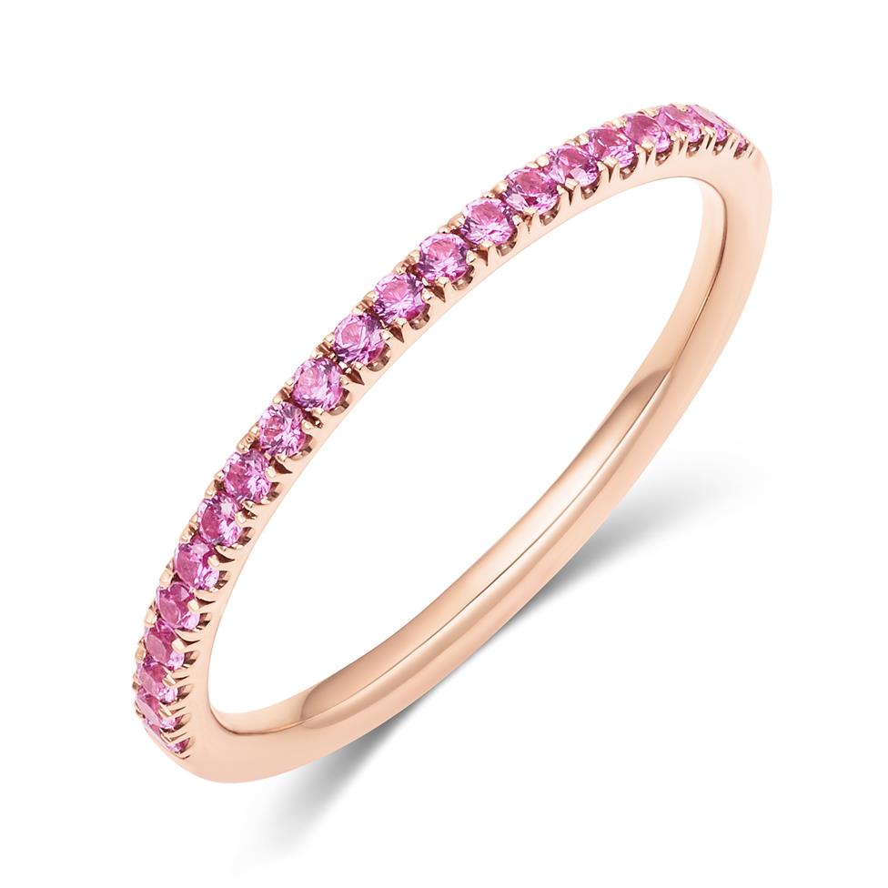 18ct Rose Gold Pink Sapphire Half Eternity Ring 0.24ct Thumbnail Image 0