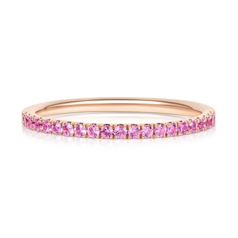 18ct Rose Gold Pink Sapphire Half Eternity Ring 0.24ct Thumbnail Image 1