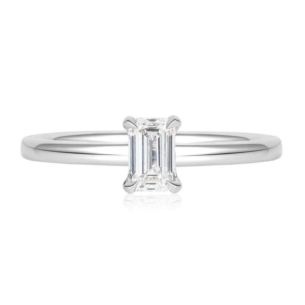 Platinum Emerald Cut Diamond Solitaire Engagement Ring 0.50ct Thumbnail Image 1