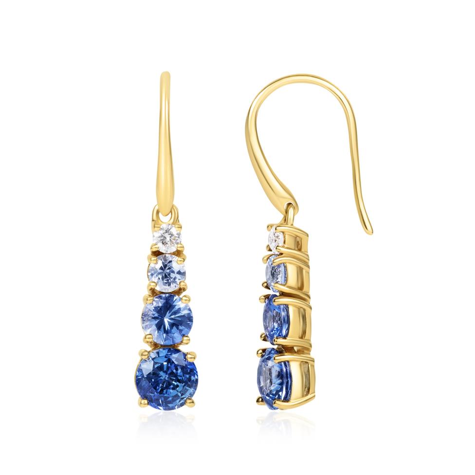 Bonbon 18ct Yellow Gold Sapphire and Diamond Drop Earrings Thumbnail Image 0