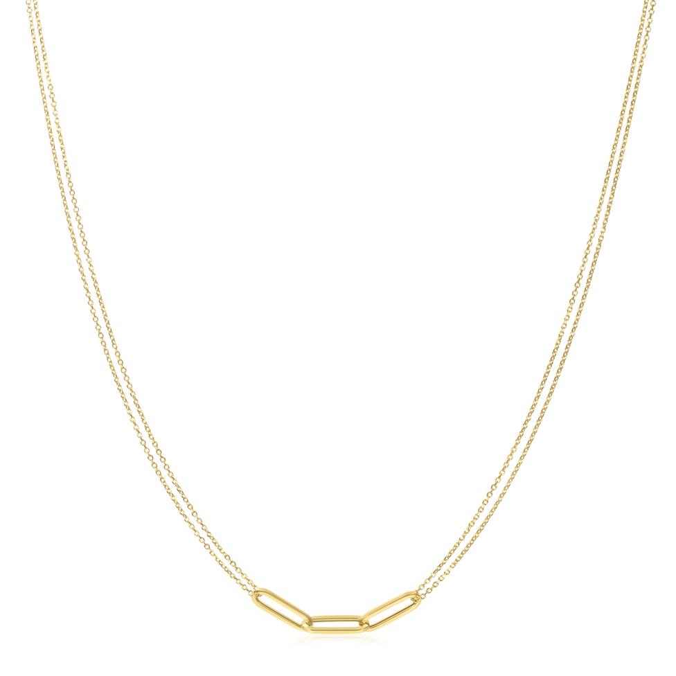 18ct Yellow Gold Three Paperlink Necklace Thumbnail Image 0