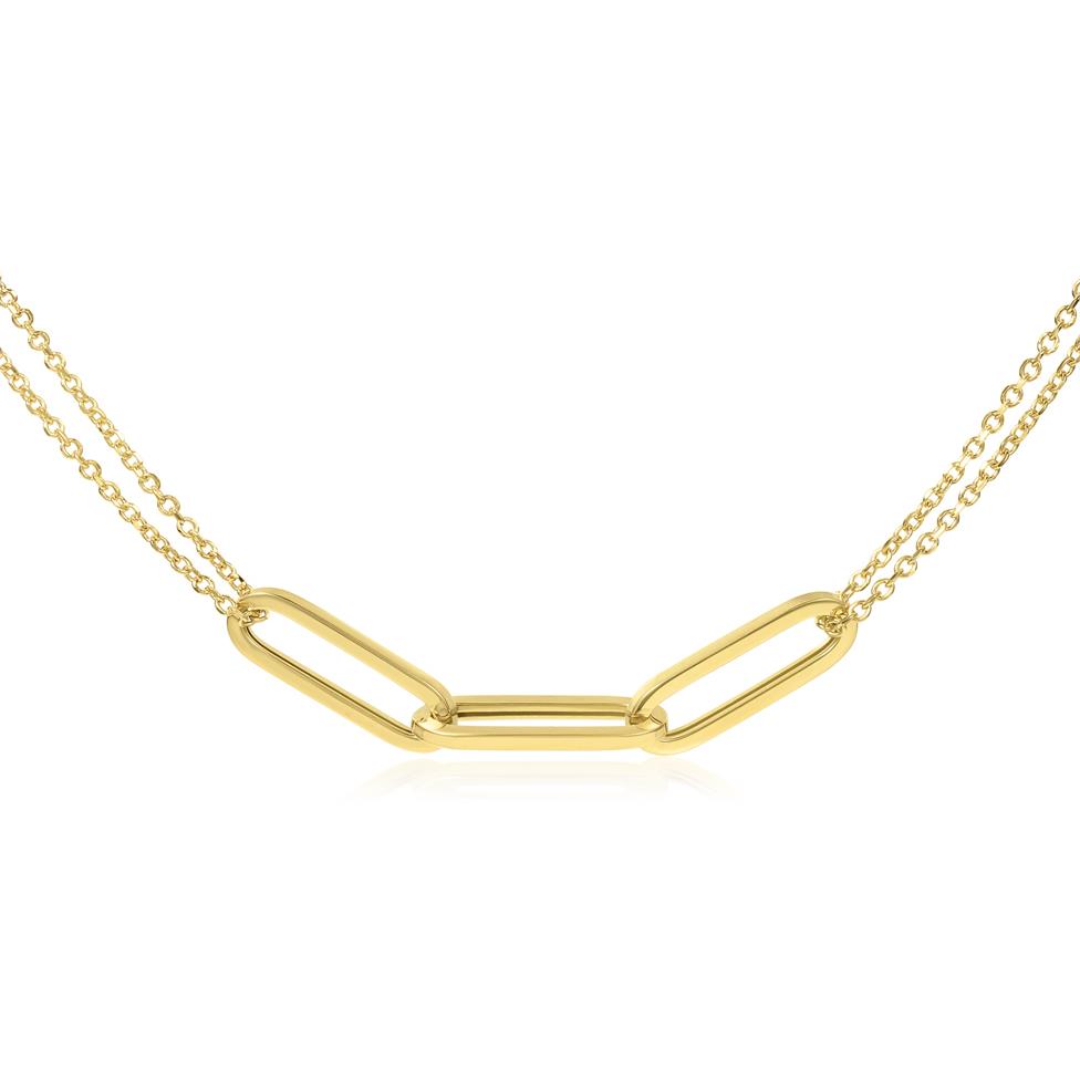 18ct Yellow Gold Three Paperlink Necklace Thumbnail Image 1