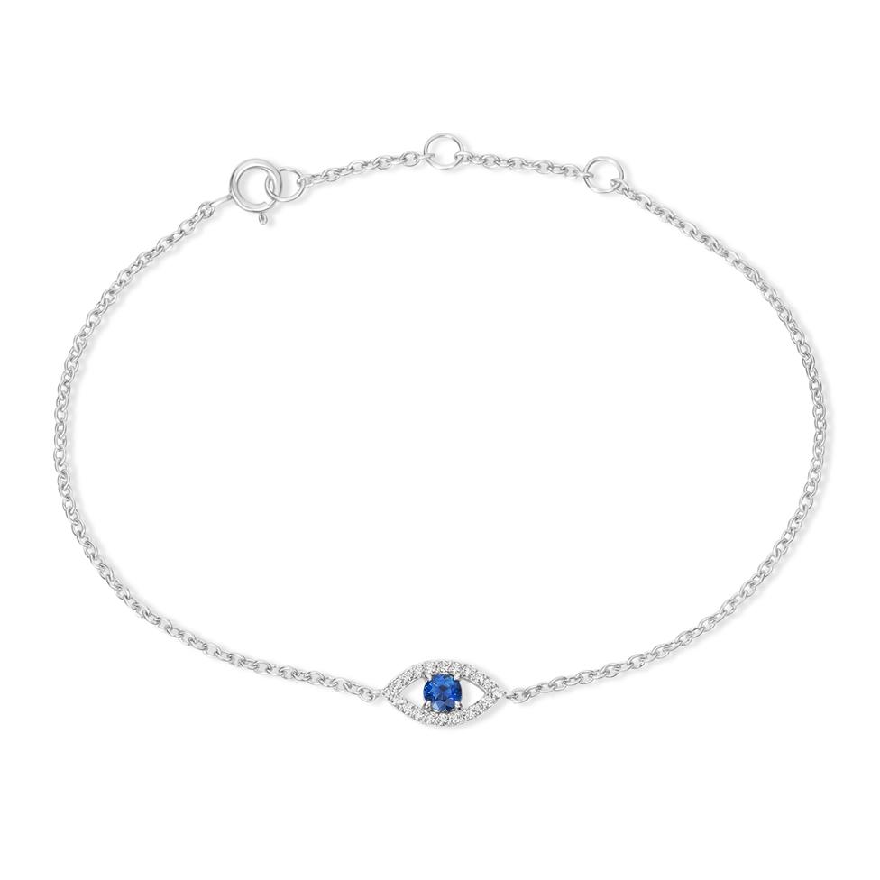 18ct White Gold Evil Eye Sapphire and Diamond Bracelet Thumbnail Image 0