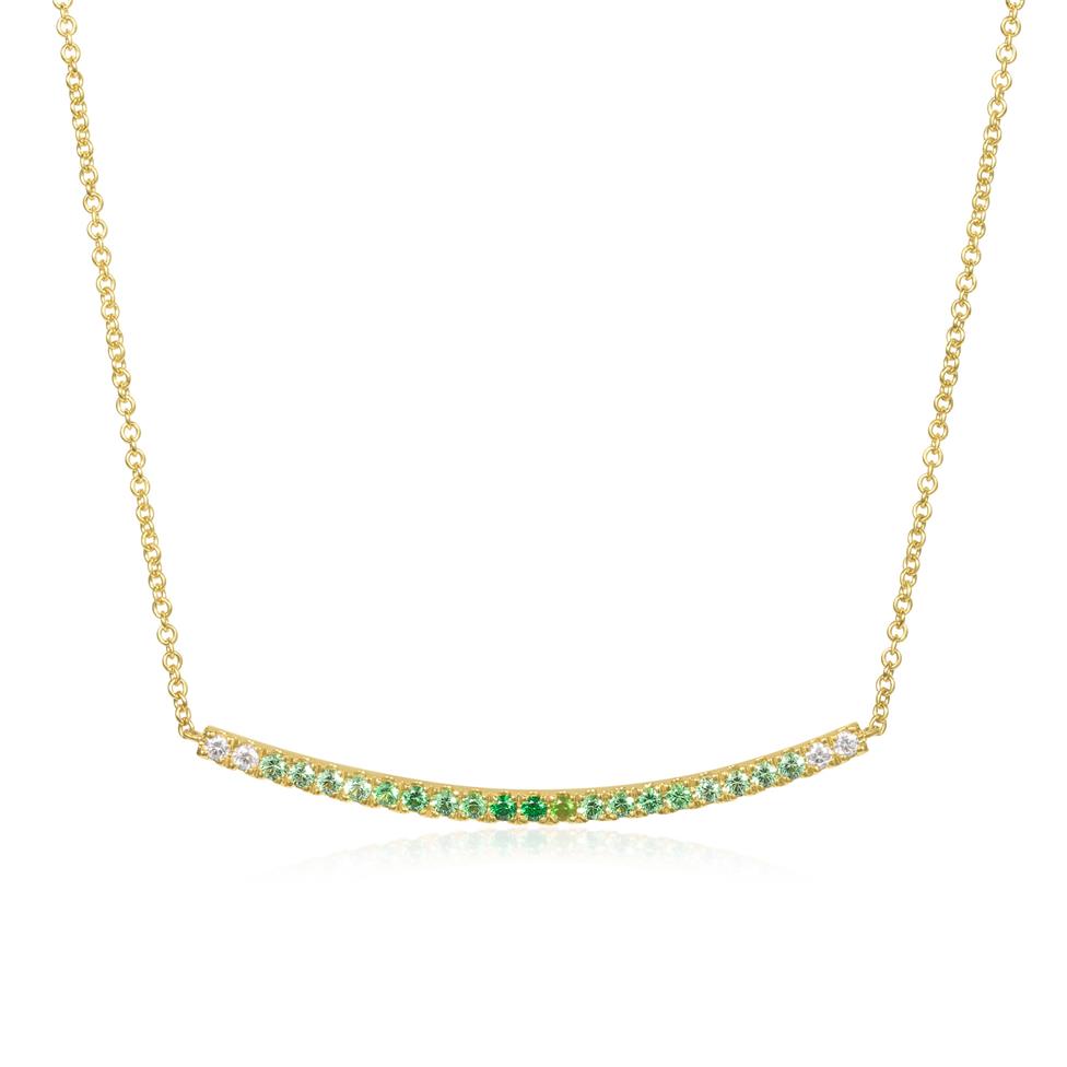 18ct Yellow Gold Ombre Tsavorite and Diamond Bonbon Necklace Thumbnail Image 0