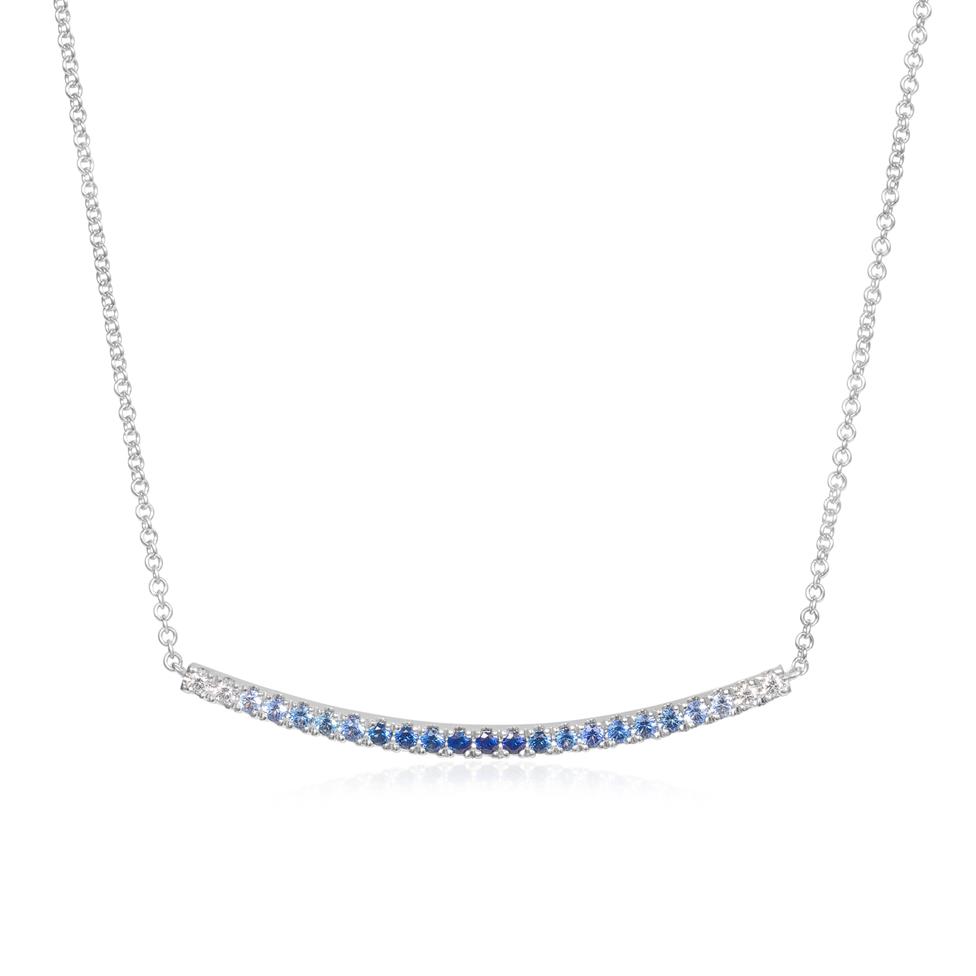 Bonbon 18ct White Gold Ombre Blue Sapphire and Diamond Necklace Thumbnail Image 0