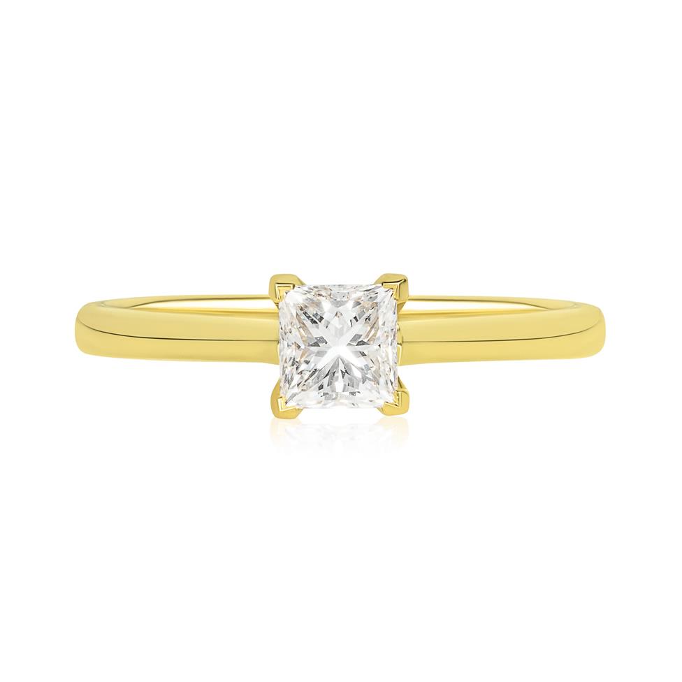 18ct Yellow Gold Princess Cut Diamond Solitaire Engagement Ring 0.50ct Thumbnail Image 1