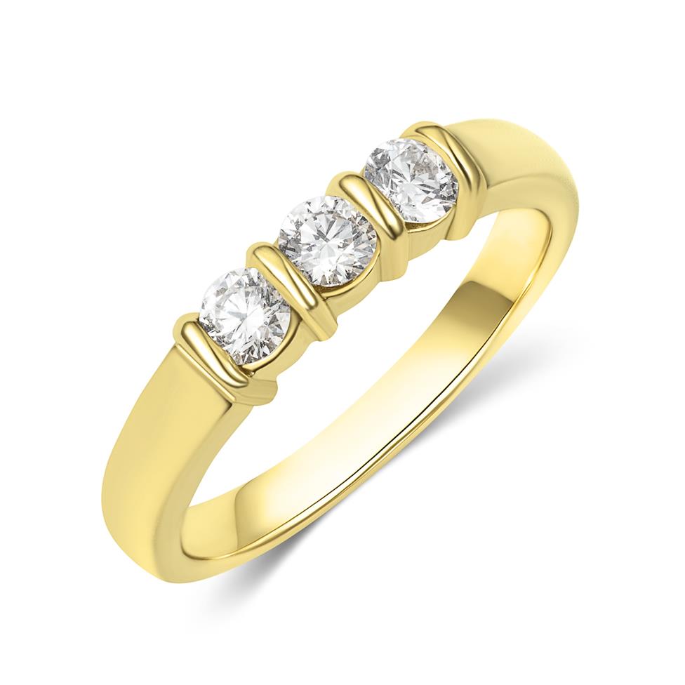 18ct Yellow Gold Diamond Three Stone Engagement Ring 0.40ct Thumbnail Image 0