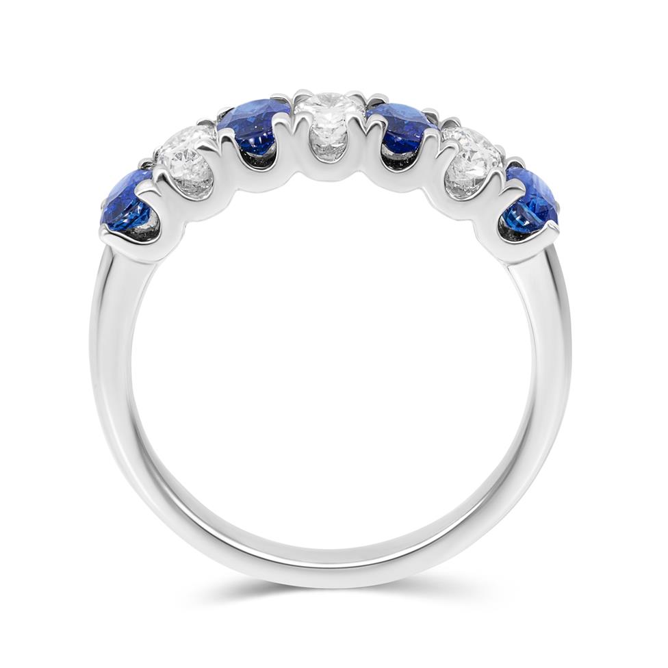 Platinum Oval Sapphire and Diamond Half Eternity Ring Thumbnail Image 3