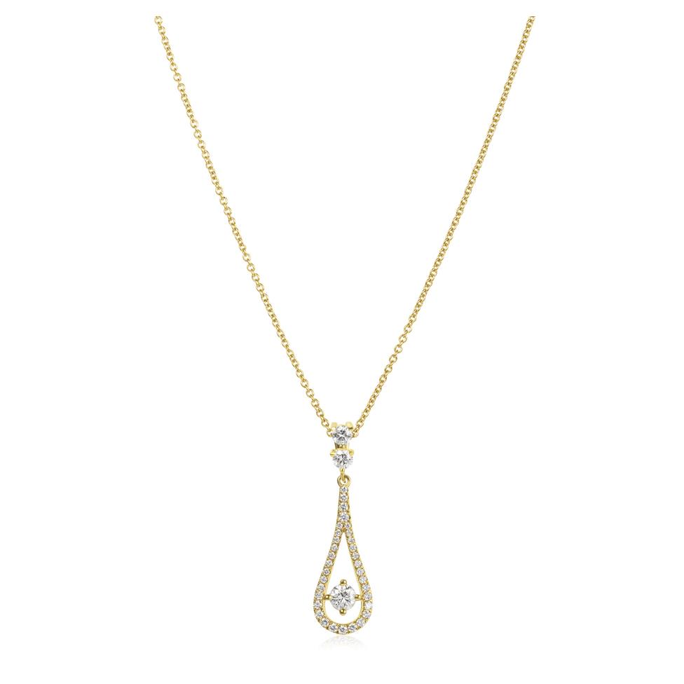 18ct Yellow Gold Teardrop Diamond Pendant Thumbnail Image 1