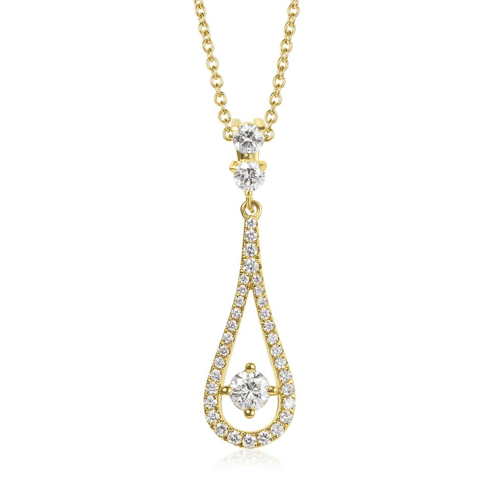 18ct Yellow Gold Teardrop Diamond Pendant Thumbnail Image 0