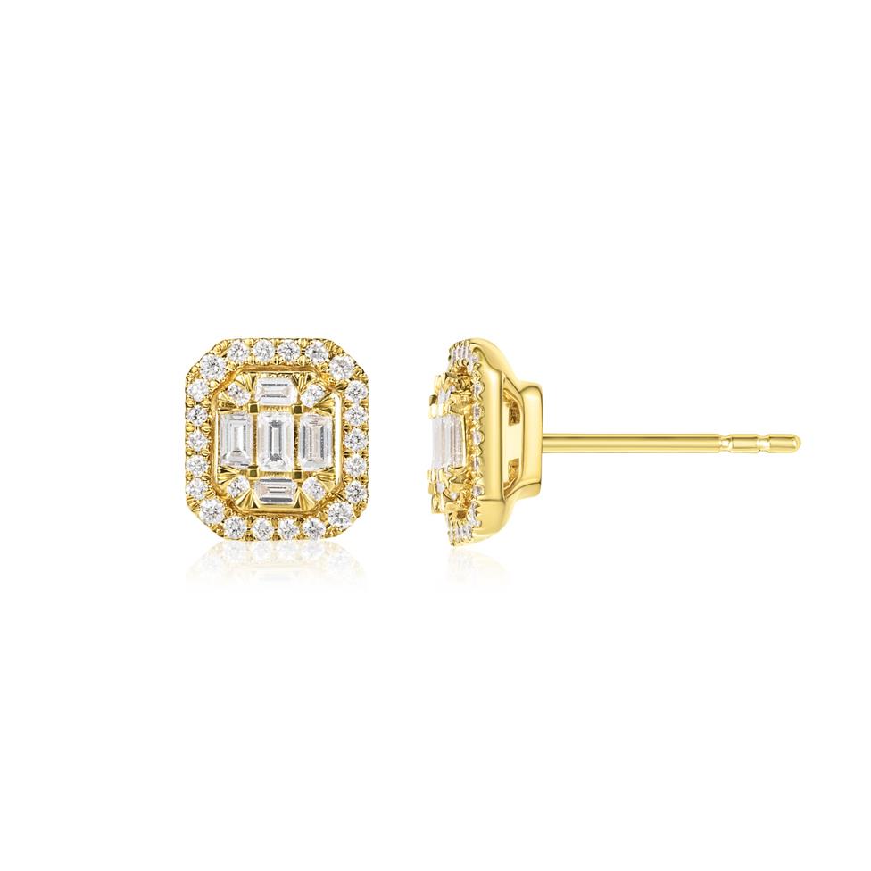 Odyssey 18ct Yellow Gold Diamond Cluster Stud Earrings 0.38ct Thumbnail Image 0