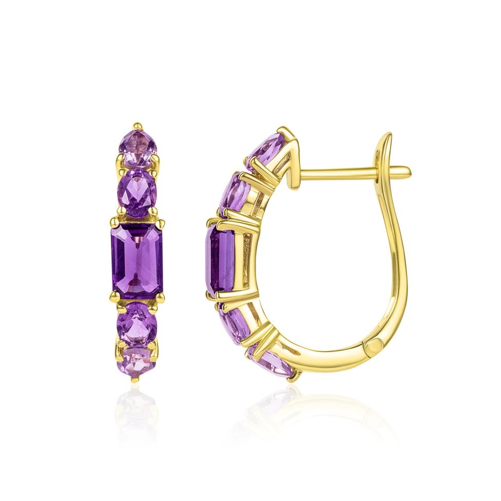 Bonbon 18ct Yellow Gold Amethyst Earrings Thumbnail Image 0