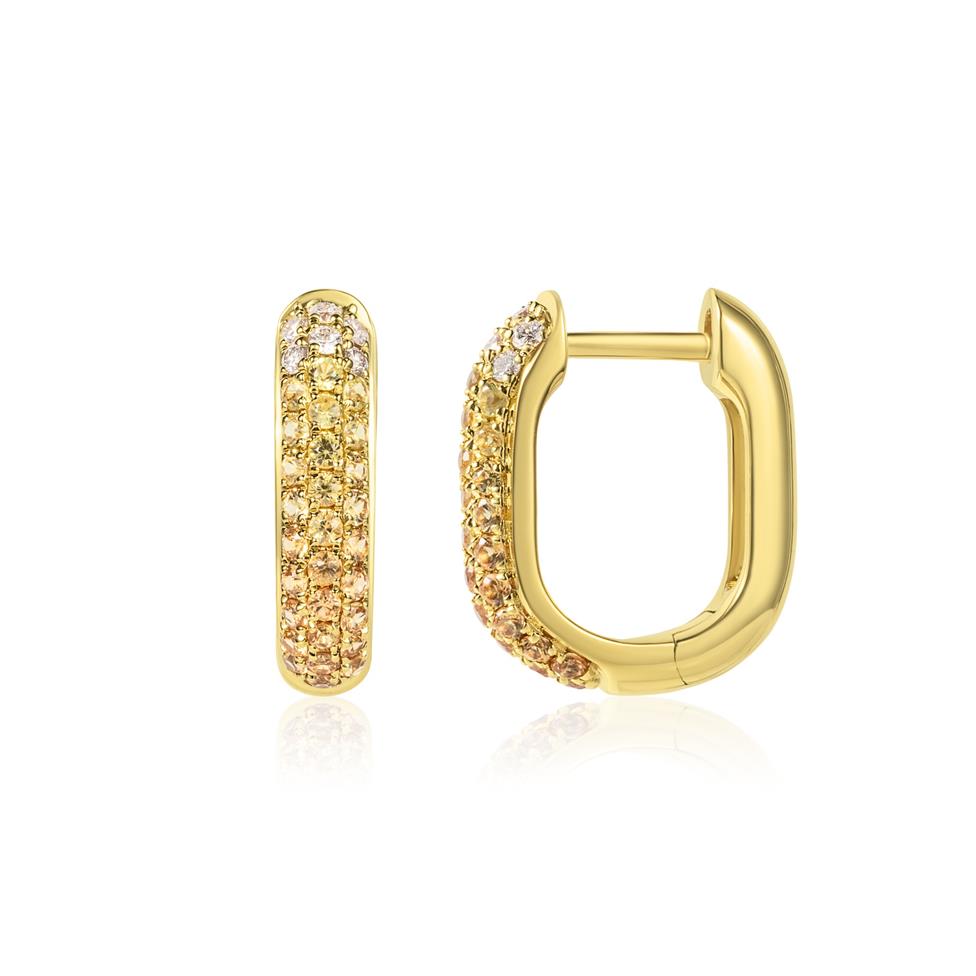 Bonbon 18ct Yellow Gold Yellow Sapphire and Diamond Hoop Earrings Thumbnail Image 0