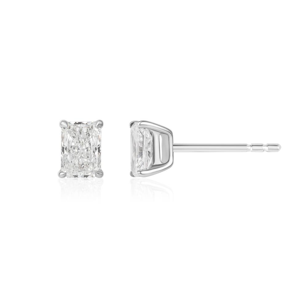 18ct White Gold Radiant Cut Diamond Solitaire Earrings 1.00ct Thumbnail Image 0