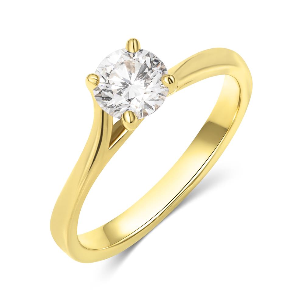 18ct Yellow Gold Twist Design Diamond Solitaire Engagement Ring 0.70ct Thumbnail Image 0