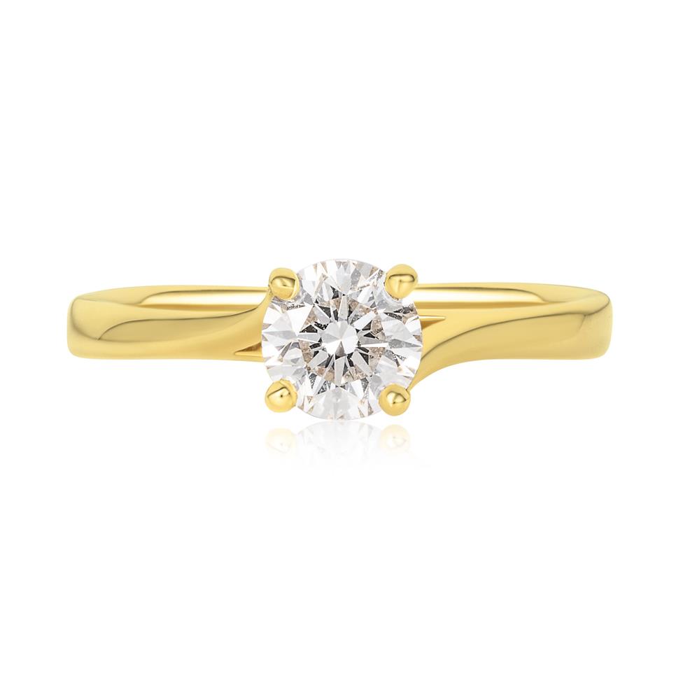 18ct Yellow Gold Twist Design Diamond Solitaire Engagement Ring 0.70ct Thumbnail Image 2