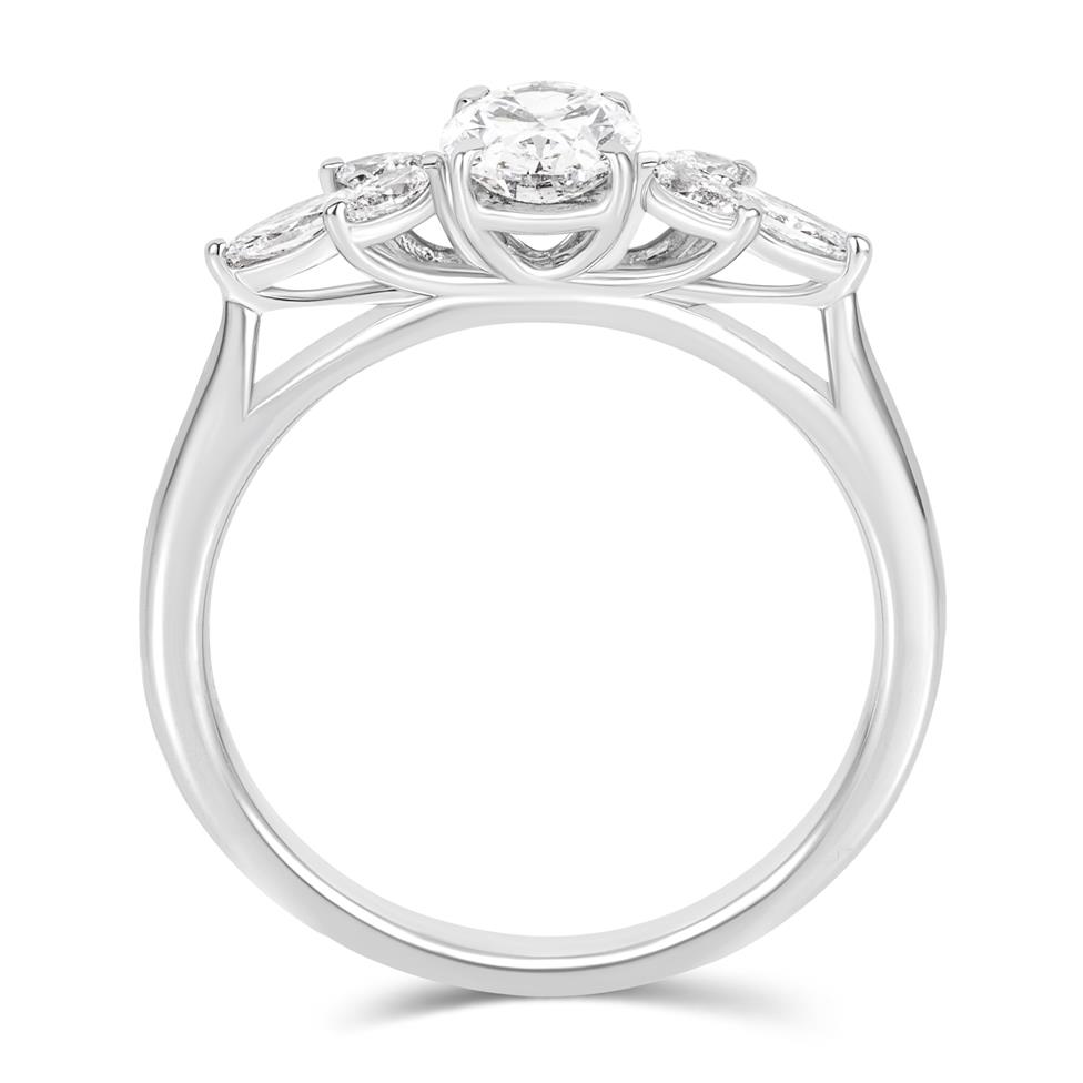 Platinum Oval and Marquise Diamond Engagement Ring 1.02ct Thumbnail Image 2