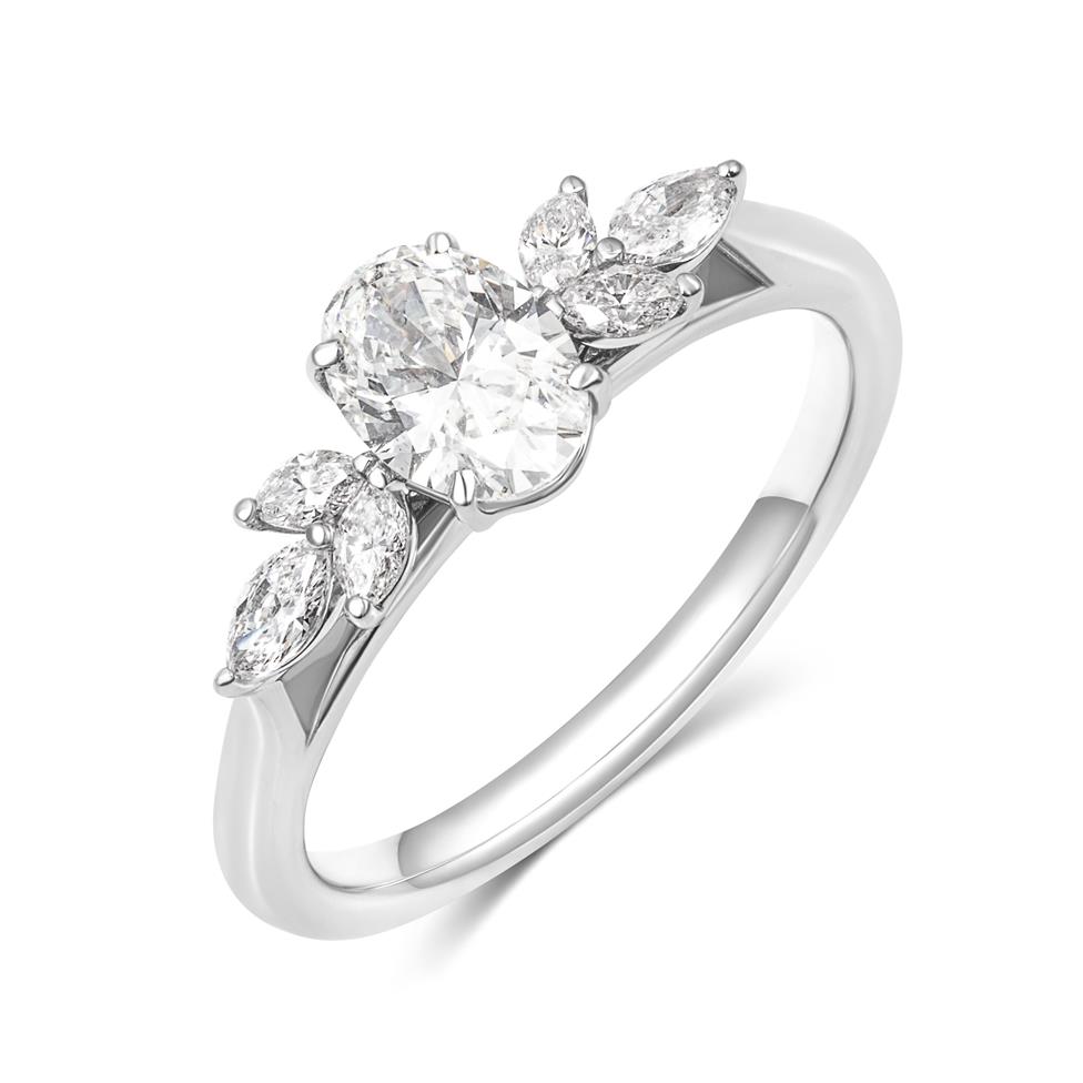 Platinum Oval and Marquise Diamond Engagement Ring 1.02ct Thumbnail Image 0