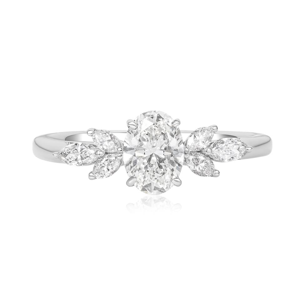 Platinum Oval and Marquise Diamond Engagement Ring 1.02ct Thumbnail Image 1