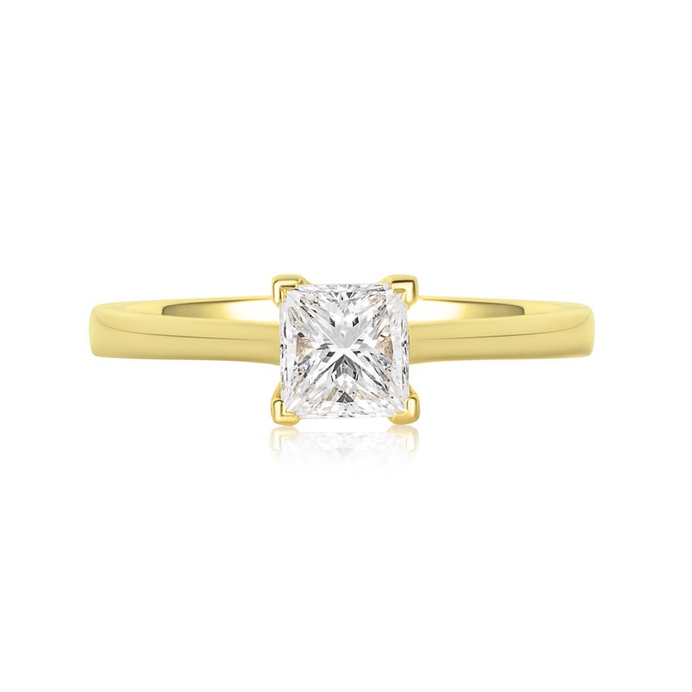 18ct Yellow Gold Princess Cut Diamond Solitaire Engagement Ring 0.70ct Thumbnail Image 1