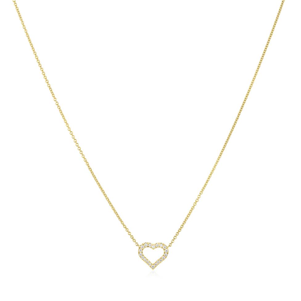 18ct Yellow Gold Diamond Heart Necklace Thumbnail Image 1