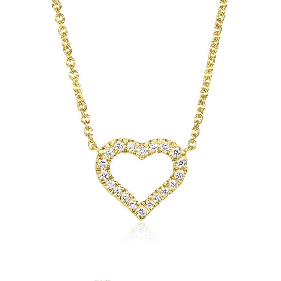 18ct Yellow Gold Diamond Heart Necklace Thumbnail Image 0