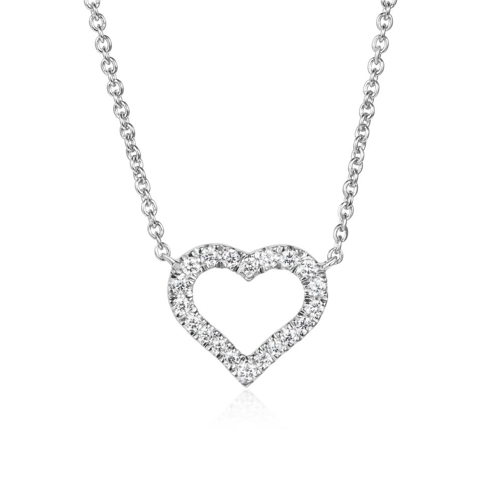 18ct White Gold Diamond Heart Necklace Thumbnail Image 0