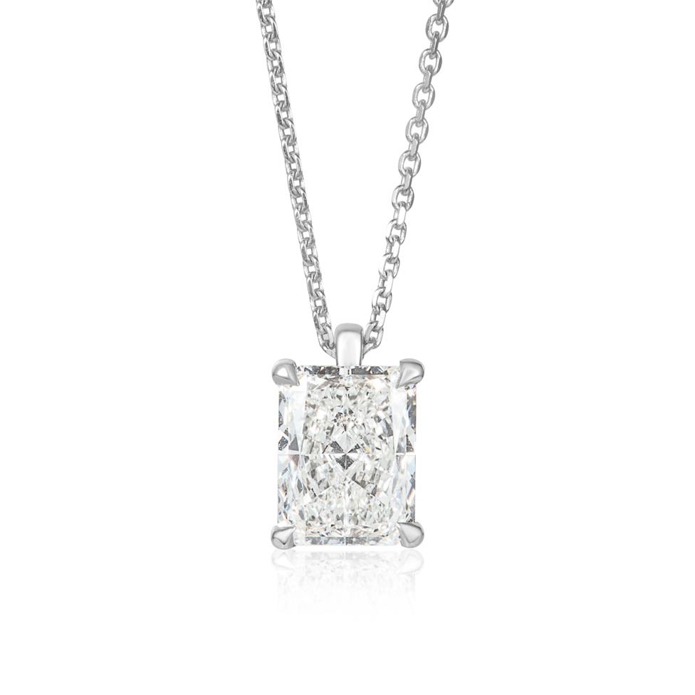 18ct White Gold Radiant Cut Diamond Solitaire Necklace 1.00ct Thumbnail Image 0