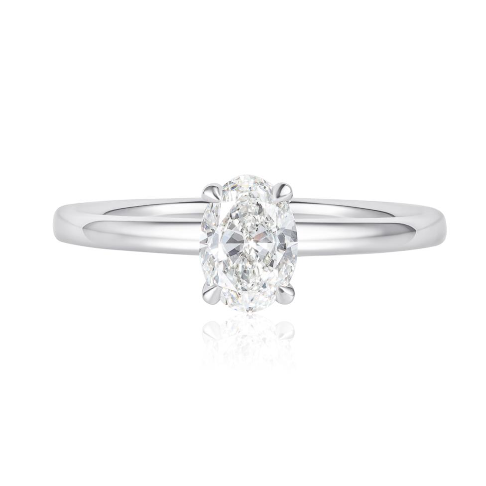 Platinum Oval Cut Diamond Solitaire Engagement Ring 0.64ct Thumbnail Image 1