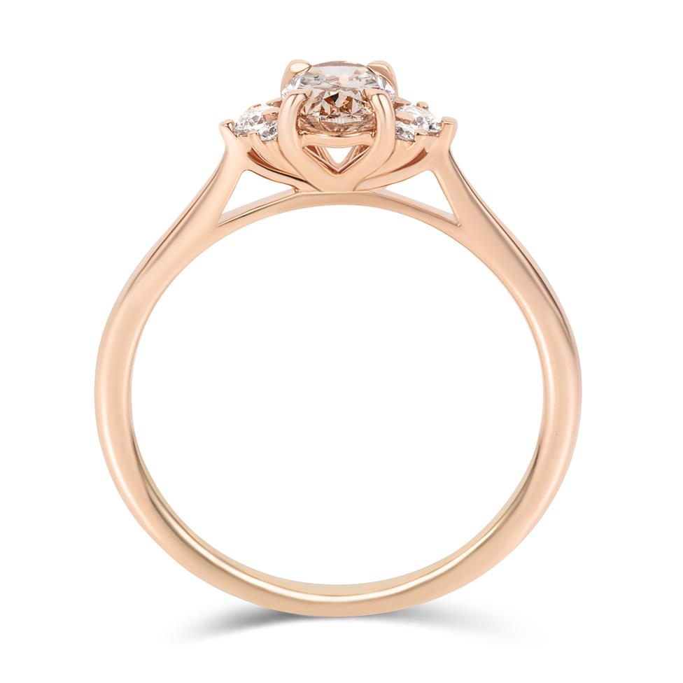 18ct Rose Gold Oval Champagne Diamond Engagement Ring Thumbnail Image 2