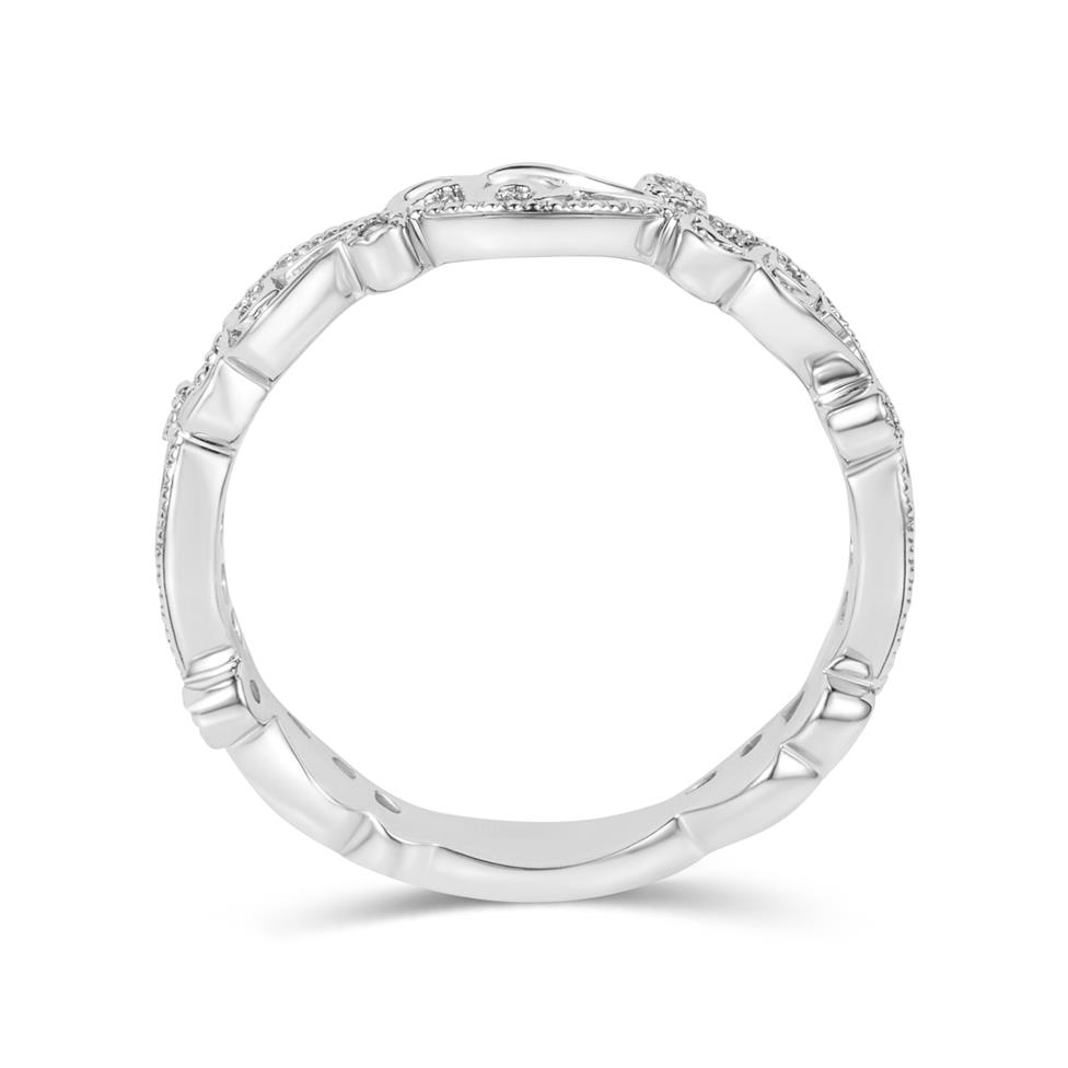 Platinum Diamond Set Floral Wedding Band Thumbnail Image 2