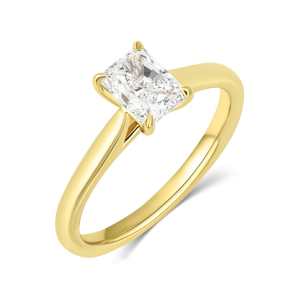 18ct Yellow Gold Radiant Cut Diamond Solitaire Engagement Ring 0.90ct Thumbnail Image 0