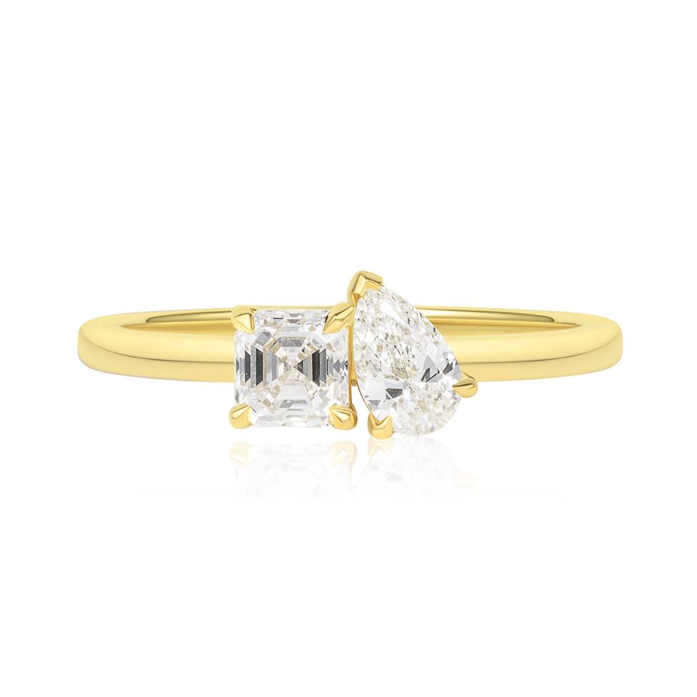 18ct Yellow Gold Mixed Diamond Toi et Moi Engagement Ring Thumbnail Image 1