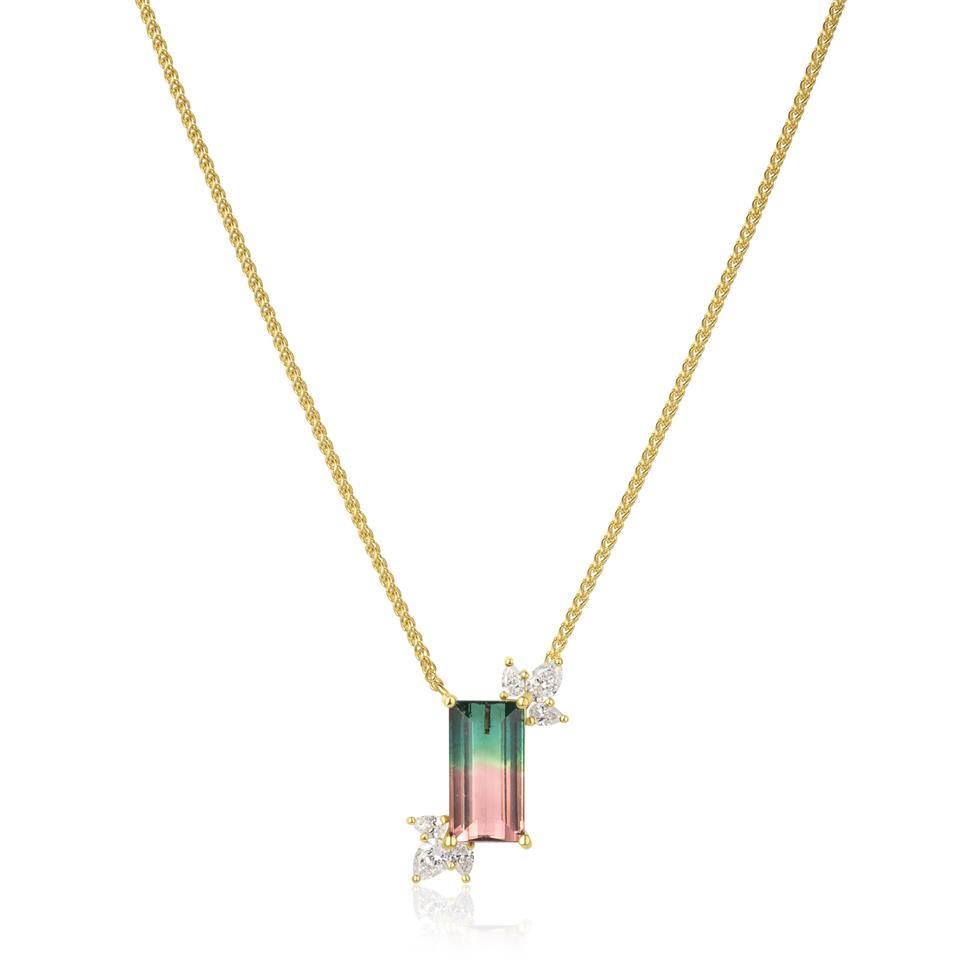 18ct Yellow Gold Watermelon Tourmaline Necklace Thumbnail Image 1