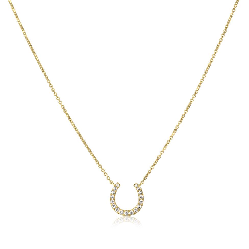 18ct Yellow Gold Diamond Lucky Horseshoe Necklace Thumbnail Image 1