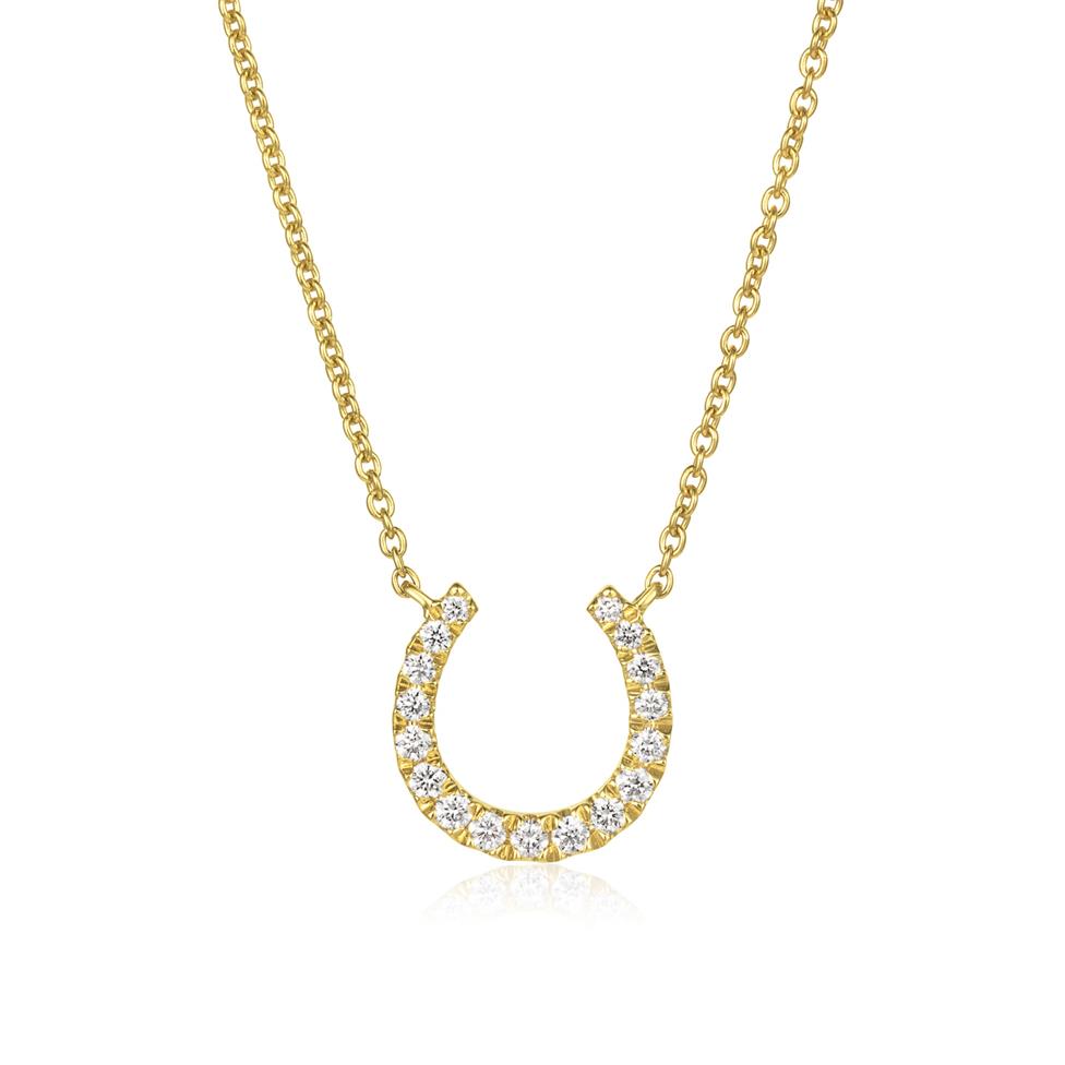 18ct Yellow Gold Diamond Lucky Horseshoe Necklace Thumbnail Image 0