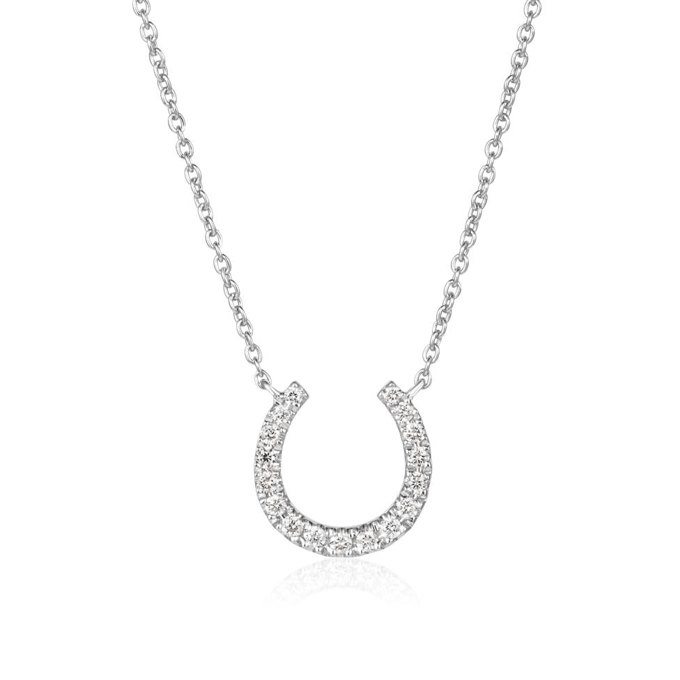 18ct White Gold Diamond Lucky Horseshoe Necklace Thumbnail Image 0