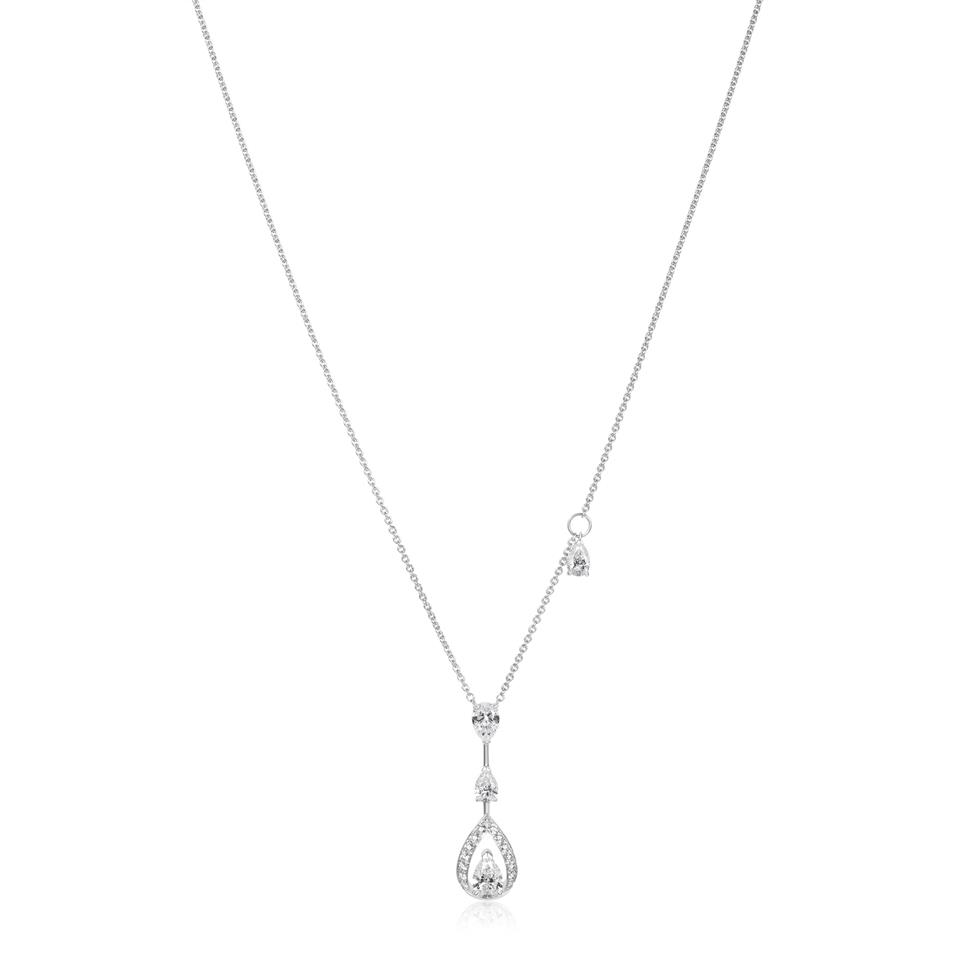 Theia 18ct White Gold Diamond Drop Necklace Thumbnail Image 2