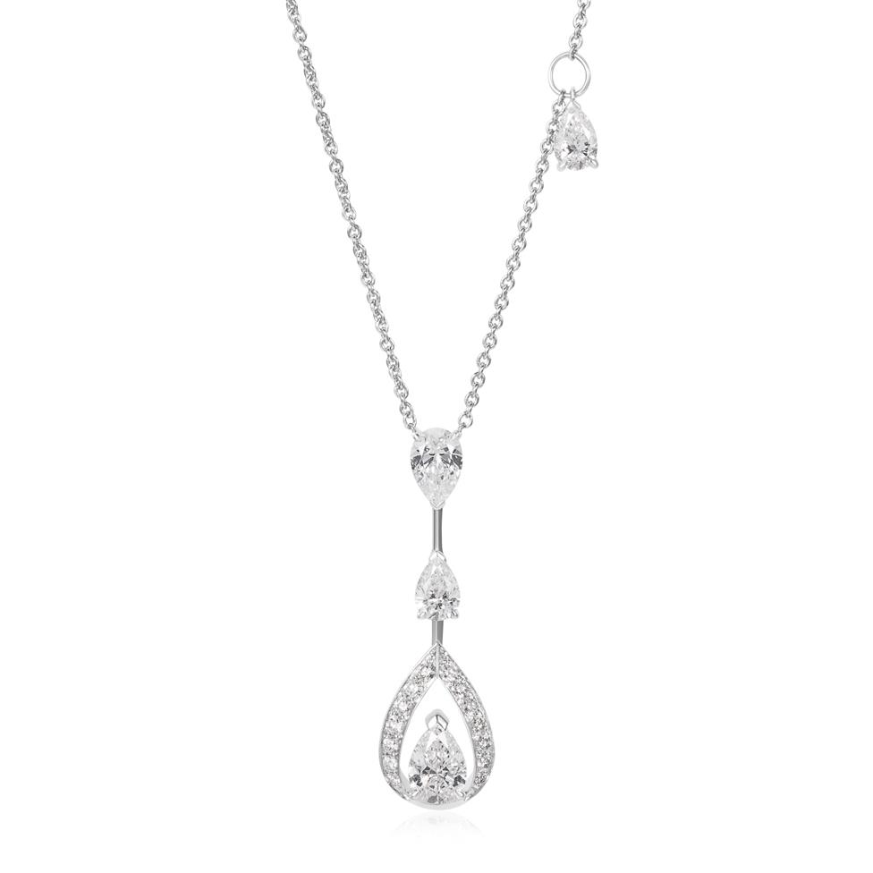 Theia 18ct White Gold Diamond Drop Necklace Thumbnail Image 0