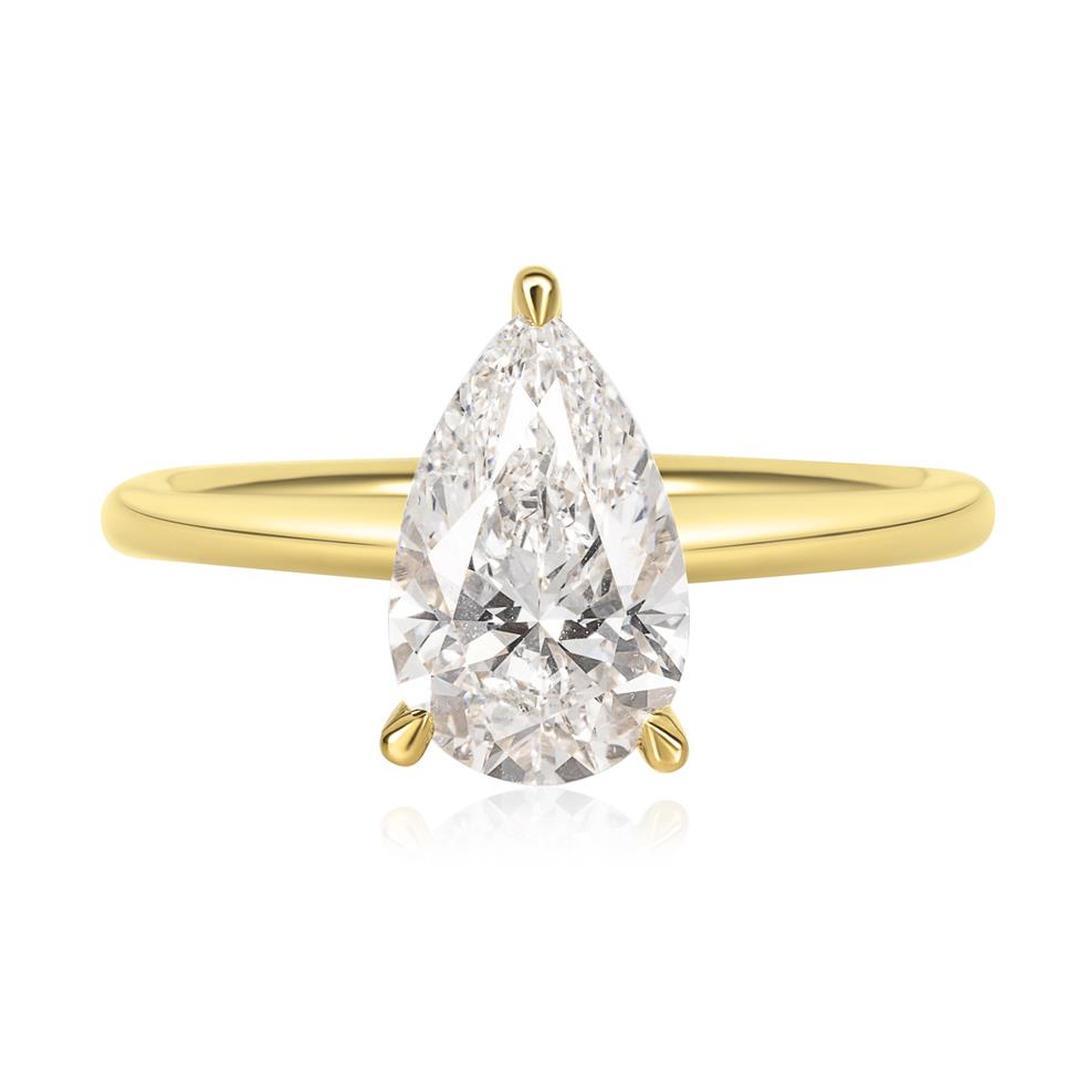 18ct Yellow Gold Lab Grown Pear Diamond Engagement Ring 2.00ct Thumbnail Image 1