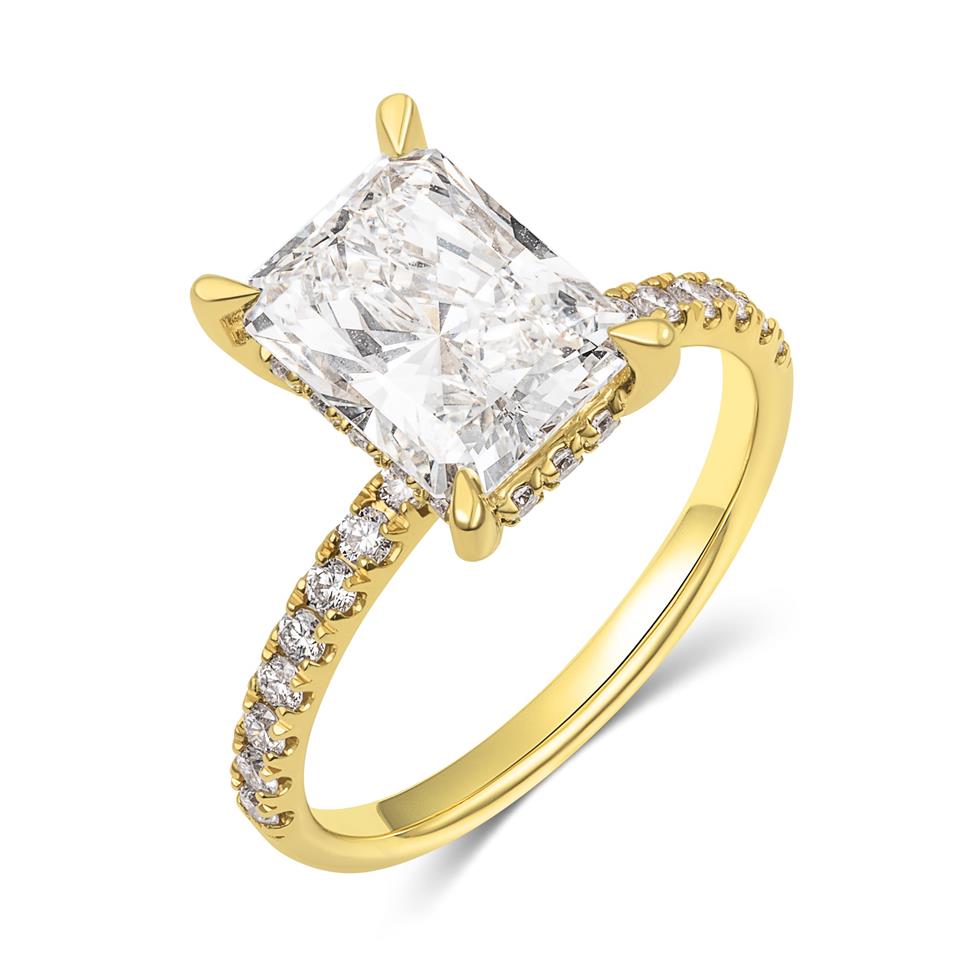 18ct Yellow Gold Lab Grown Radiant Diamond Engagement Ring 3.00ct Thumbnail Image 0