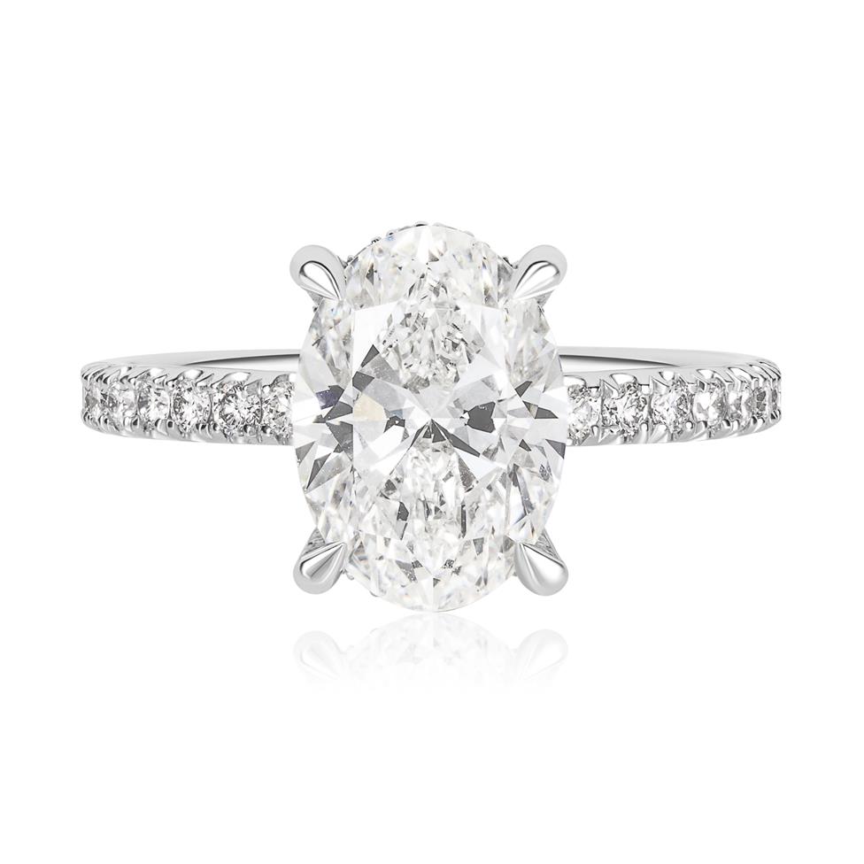 Platinum Lab Grown Oval Diamond Engagement Ring 3.00ct Thumbnail Image 1