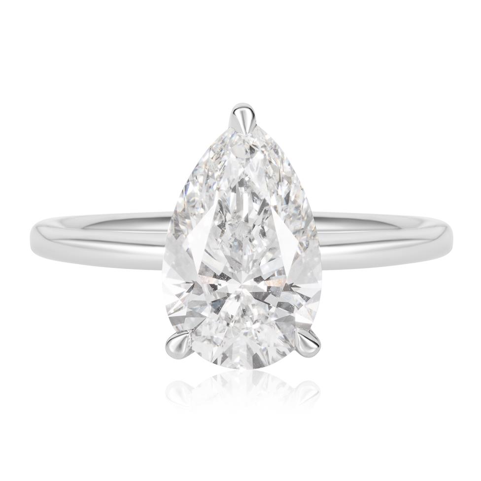 Platinum Lab Grown Pear Diamond Engagement Ring 3.00ct Thumbnail Image 1