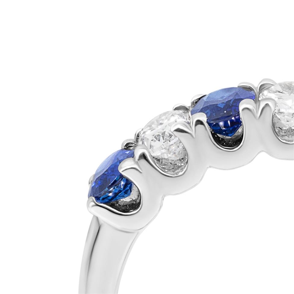 Platinum Oval Sapphire and Diamond Half Eternity Ring Thumbnail Image 4