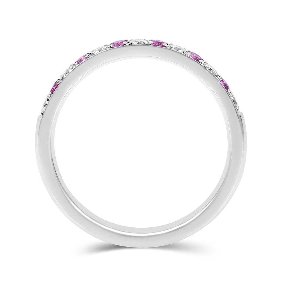 Platinum Pink Sapphire and Diamond Wedding Ring Thumbnail Image 2