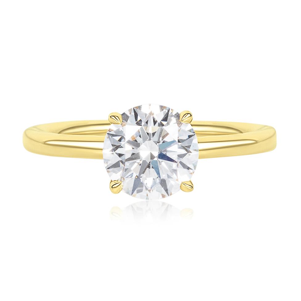 18ct Yellow Gold Lab Grown Round Diamond Engagement Ring 1.50ct Thumbnail Image 1