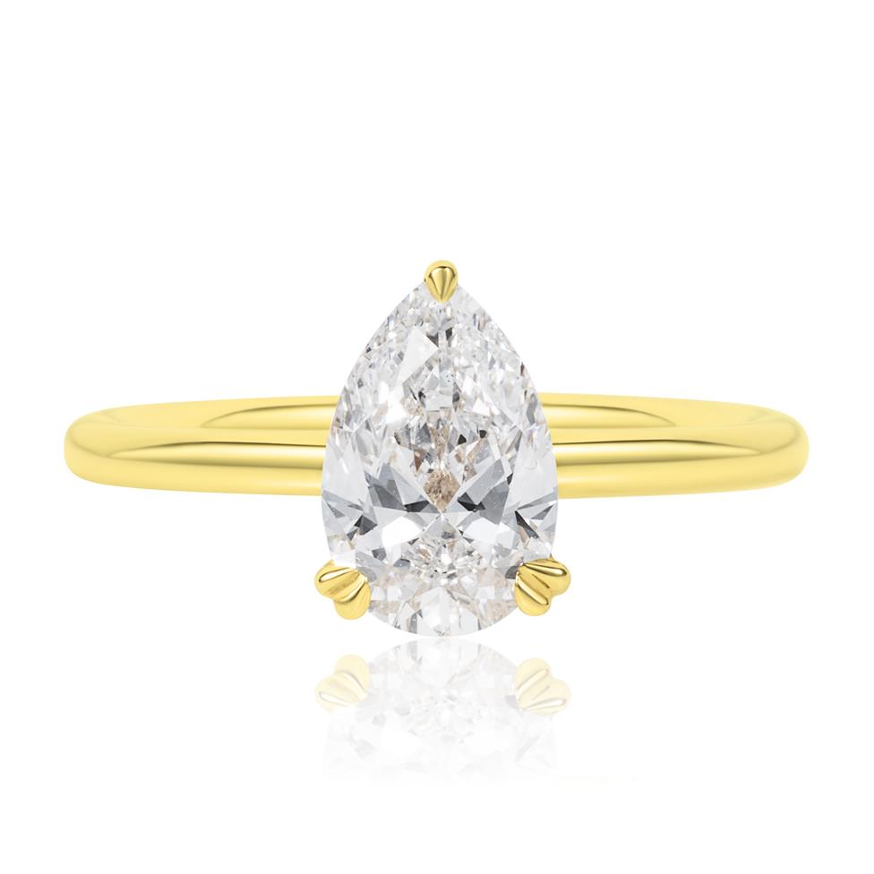 18ct Yellow Gold Lab Grown Pear Diamond Engagement Ring 1.50ct Thumbnail Image 1