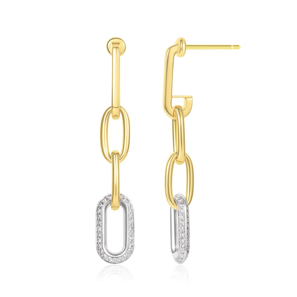 18ct Yellow Gold Diamond Set Paperlink Drop Earrings Thumbnail Image 0